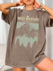 Oversized T-Shirt "Rocky Mountains" in Vintage-Schwarz – Urban Streetstyle mit Retro-Vibe