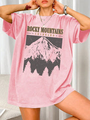 Oversized T-Shirt "Rocky Mountains" in Vintage-Schwarz – Urban Streetstyle mit Retro-Vibe
