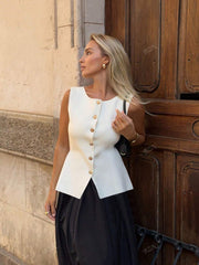 Ärmelloses Tailor-Weste mit Knöpfen – Feminin, Edel & Vielseitig