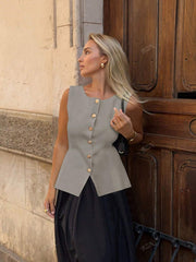 Ärmelloses Tailor-Weste mit Knöpfen – Feminin, Edel & Vielseitig