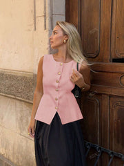 Ärmelloses Tailor-Weste mit Knöpfen – Feminin, Edel & Vielseitig