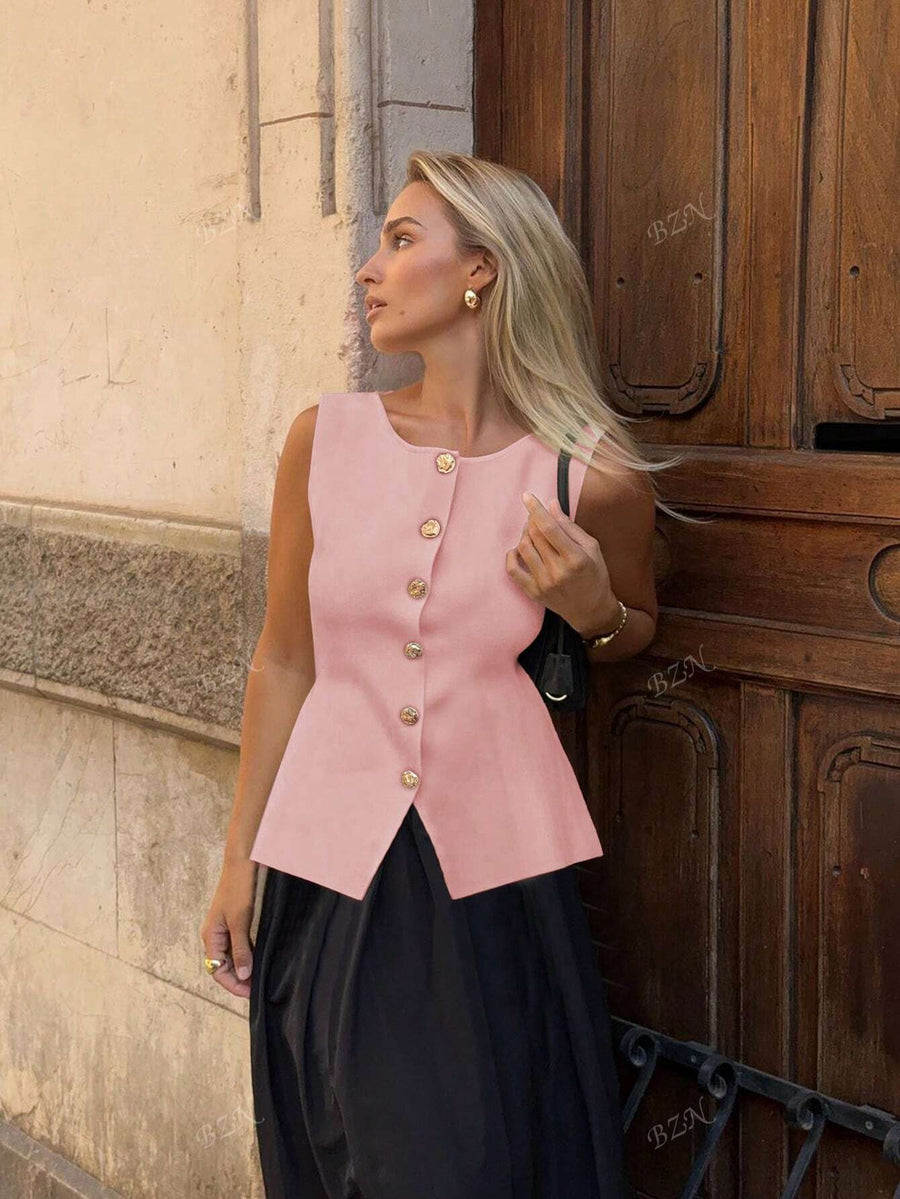 Ärmelloses Tailor-Weste mit Knöpfen – Feminin, Edel & Vielseitig