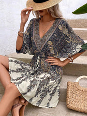 Philippa – Paisley Kleid Damen Fledermausärmel Quasten Urlaub