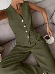 Zweiteiliges Set mit Weste & weiter Hose – Modern, Luftig & Smart
