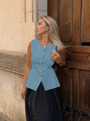 Ärmelloses Tailor-Weste mit Knöpfen – Feminin, Edel & Vielseitig