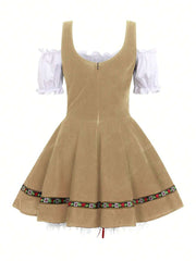 Oktoberfest Dirndl Kleid für Damen – Traditionelles Trachtenkleid mit Schürze