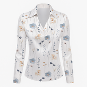 Lynn Elegante Bluse | Weiß mit Blumenmuster