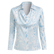 Lynn Elegante Bluse | Hellblau mit Blattmuster