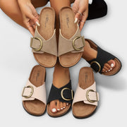 Heidi-Mode | Stilvolle Schnallen Slide Sandalen