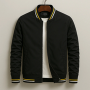 Maelisio Eleganter Bomber-Blouson mit Streifen | Schwarz