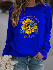 Damen Sweatshirt mit künstlerischem Sonnenblumen- und Schmetterlingsdesign