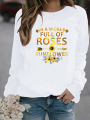 Damen Sweatshirt mit inspirierendem Motiv und Blumenverzierung