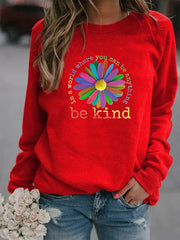 Damen Sweatshirt mit buntem motivierendem Blumen-Design und weicher Innenseite