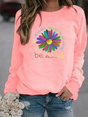 Damen Sweatshirt mit buntem motivierendem Blumen-Design und weicher Innenseite