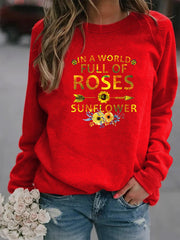 Damen Sweatshirt mit inspirierendem Motiv und Blumenverzierung