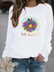 Damen Sweatshirt mit buntem motivierendem Blumen-Design und weicher Innenseite