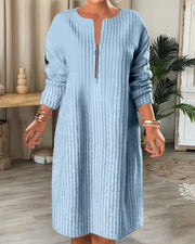 Frisch  - Lässiges Rippstrickkleid mit Reißverschluss | Strickkleid mit bequemer Passform und Frontreißverschluss