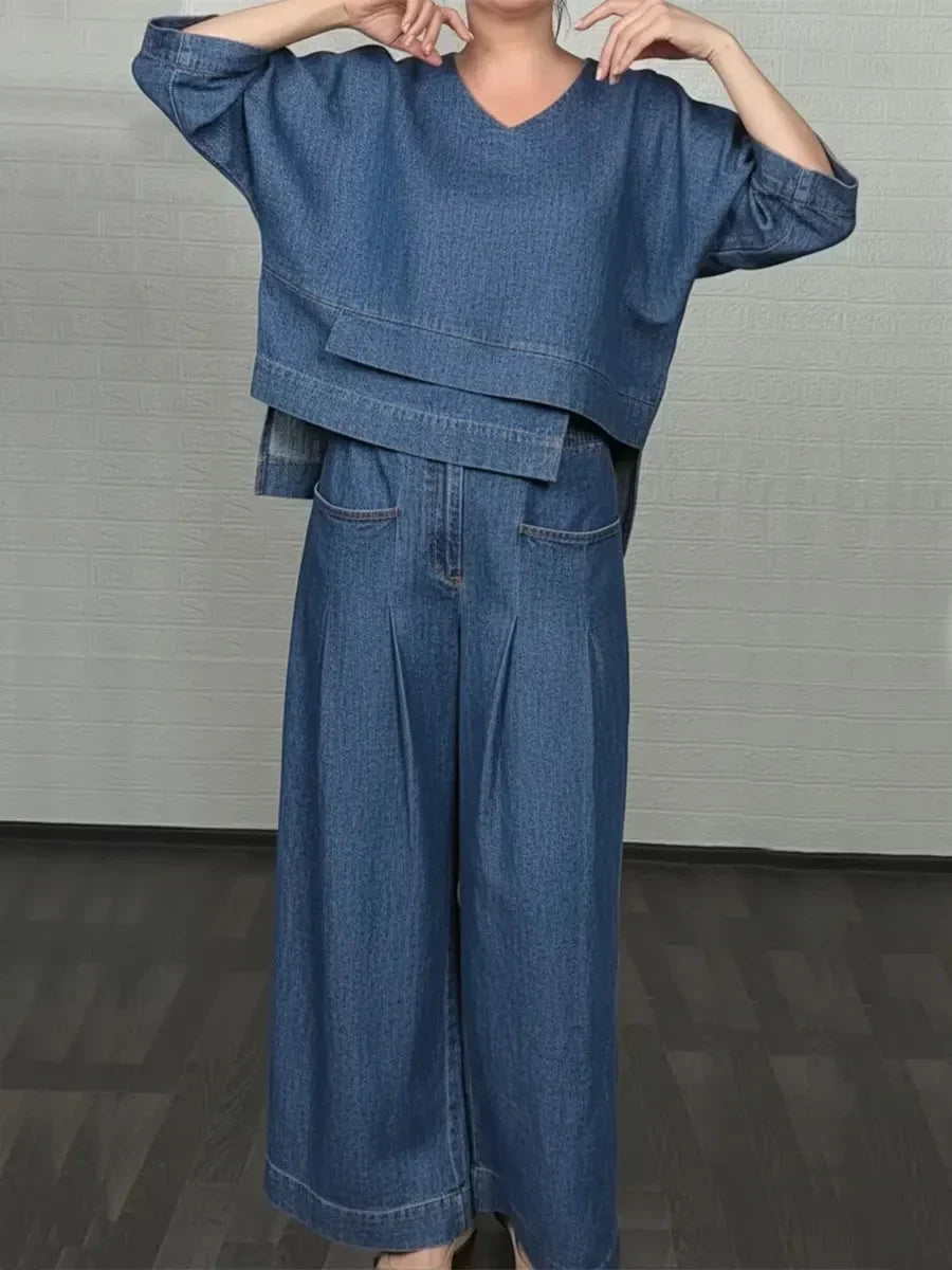 Ojinika – Lässiges Denim-Zweiteiler-Set