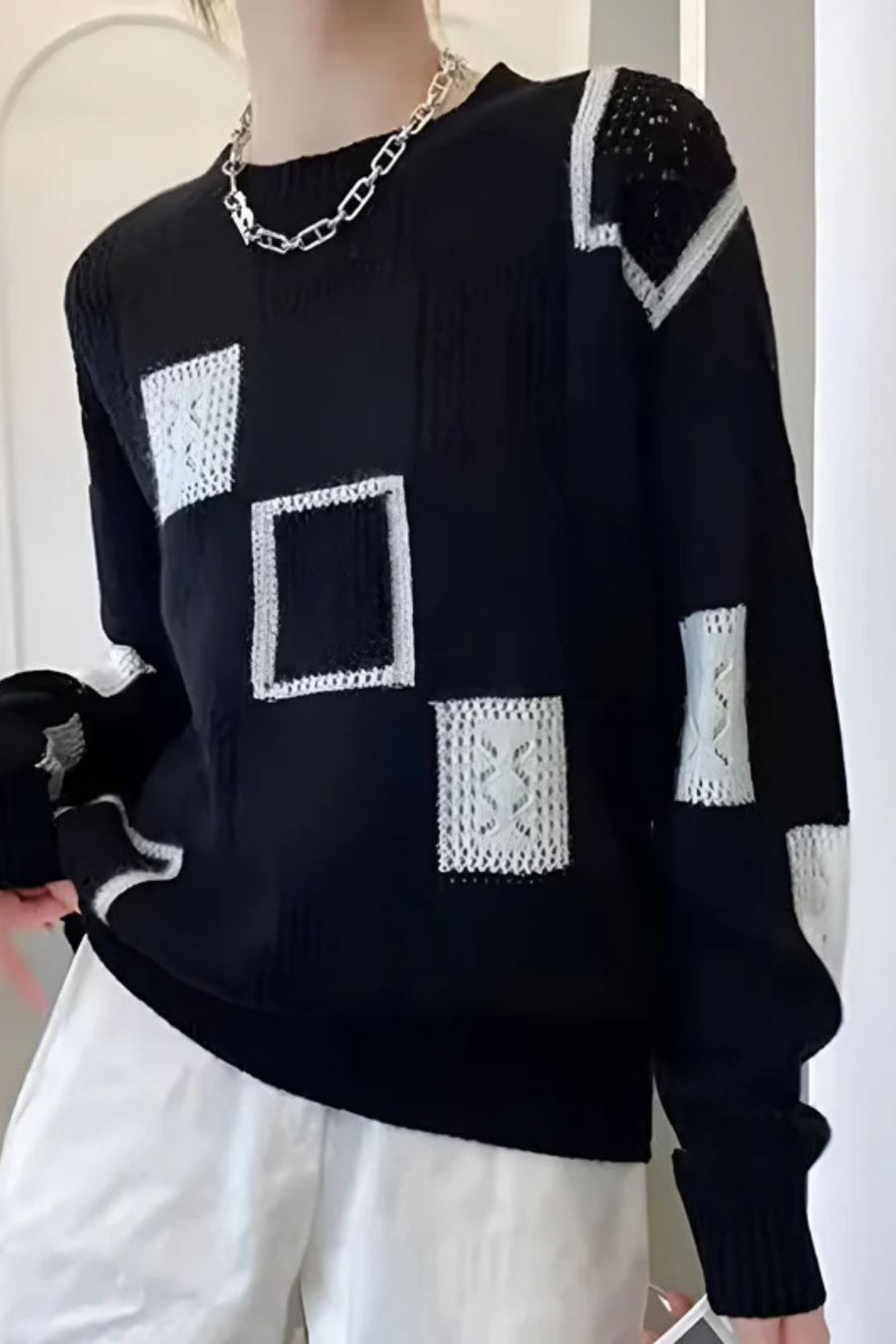 Ayla Strickpullover | Schwarz