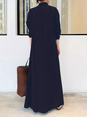Zoe - olivgrünes hemdblusenkleid maxi