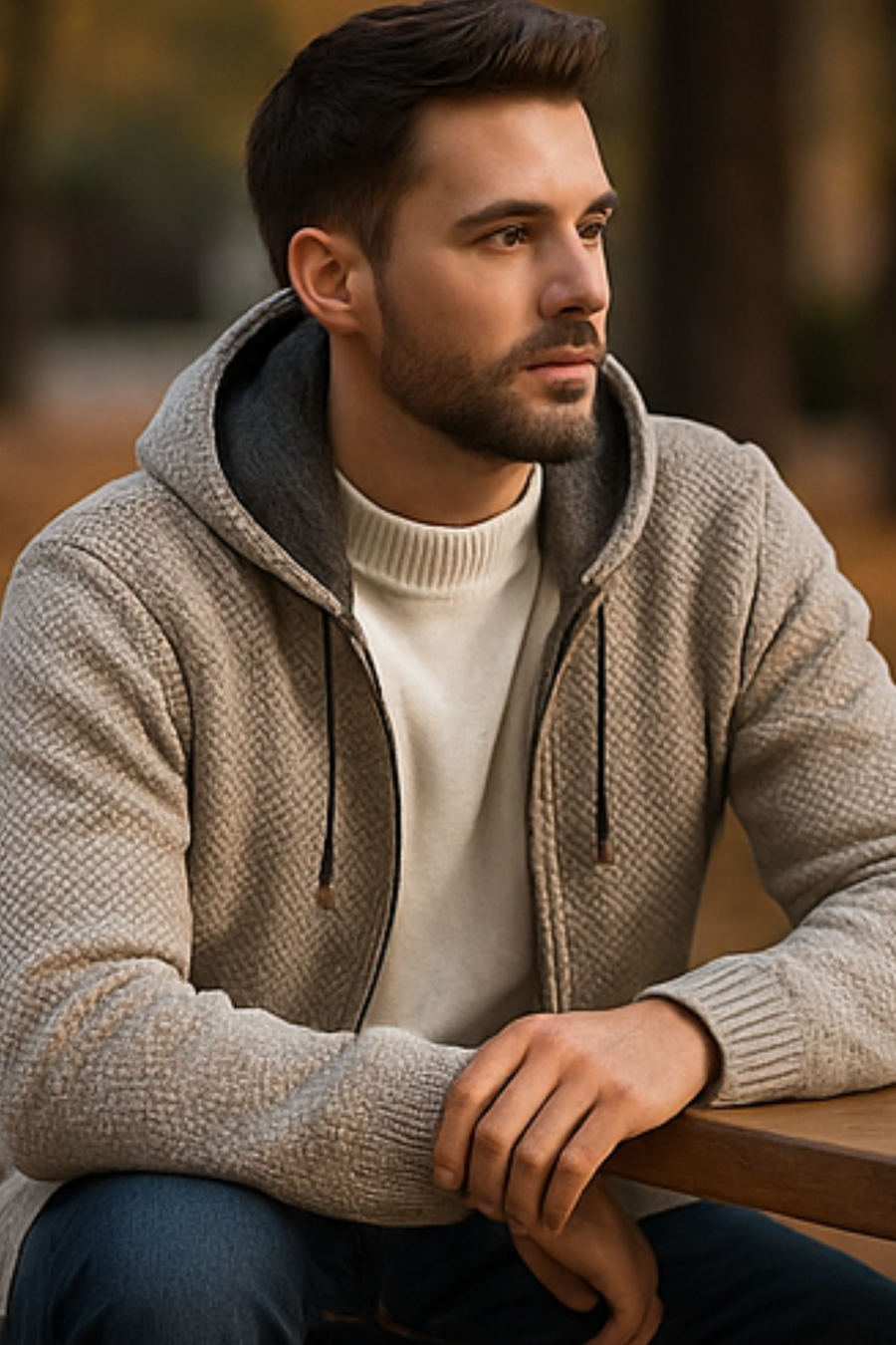 Henry Strick-Hoodie | Hellgrau