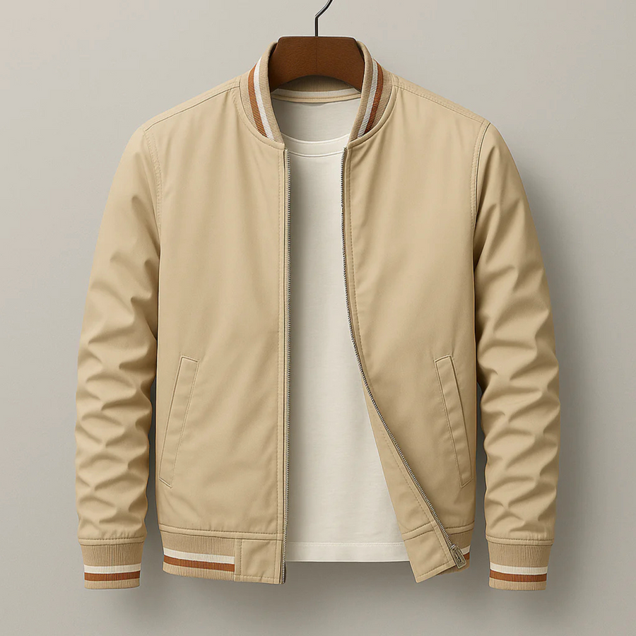Maelisio Eleganter Bomber-Blouson mit Streifen | Khaki