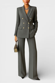 Kalyn – Zweireihiger Blazer Und Hose Mit Weitem Bein