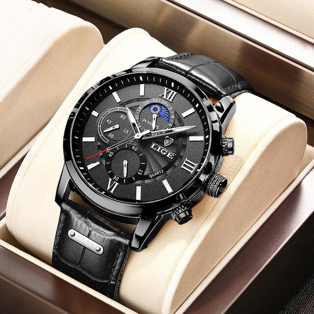 Klassische Lederarmbanduhr