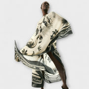 Melissa - Oversized Flamingo Print Maxi Kaftan Dress