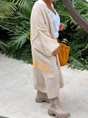 Lässiger großer Cardigan mit Herzmuster und Taschen