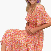 Florales Wickel-Maxikleid - für Damen mit V-Ausschnitt
