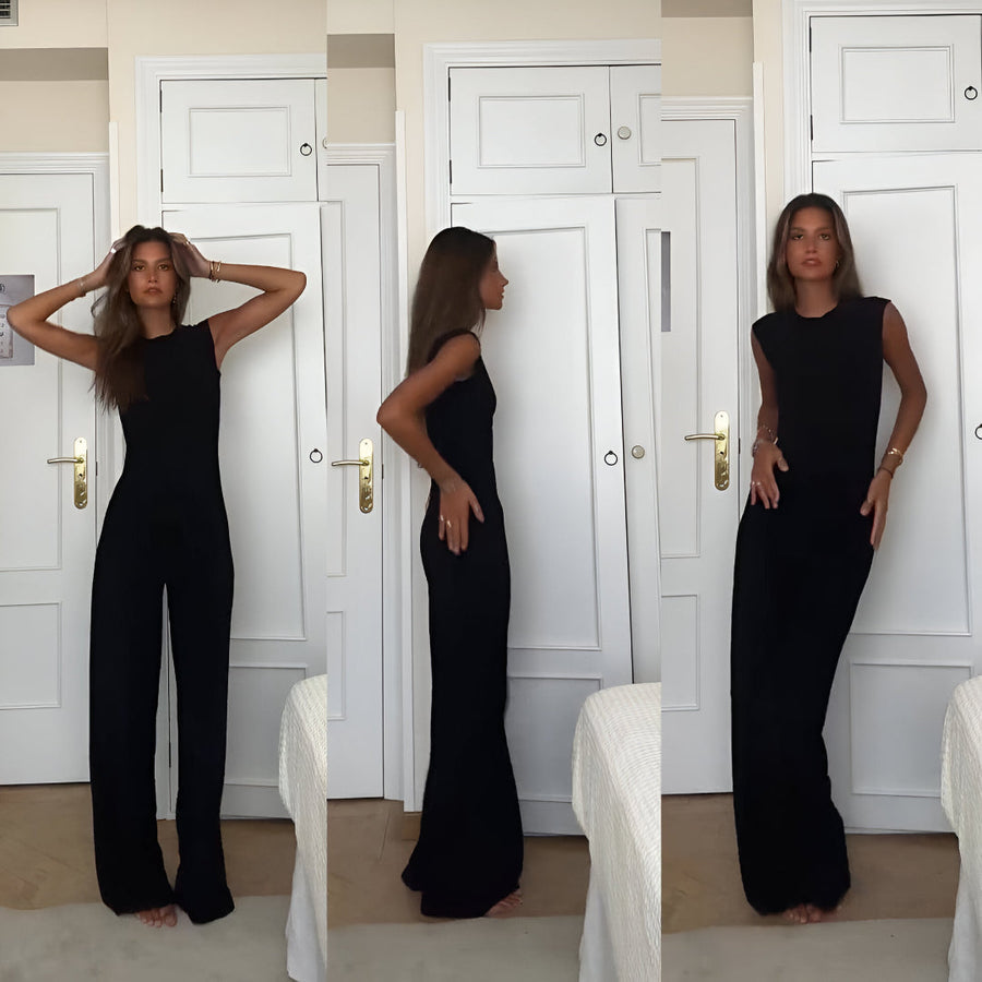 Eleganter ärmelloser Jumpsuit im Casual-Stil mit gerader Hose