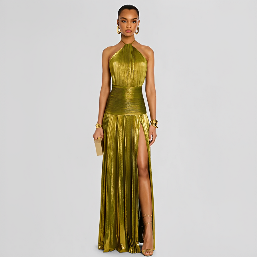 Naira - Stilvolles Kleid mit Falten und Schlitz