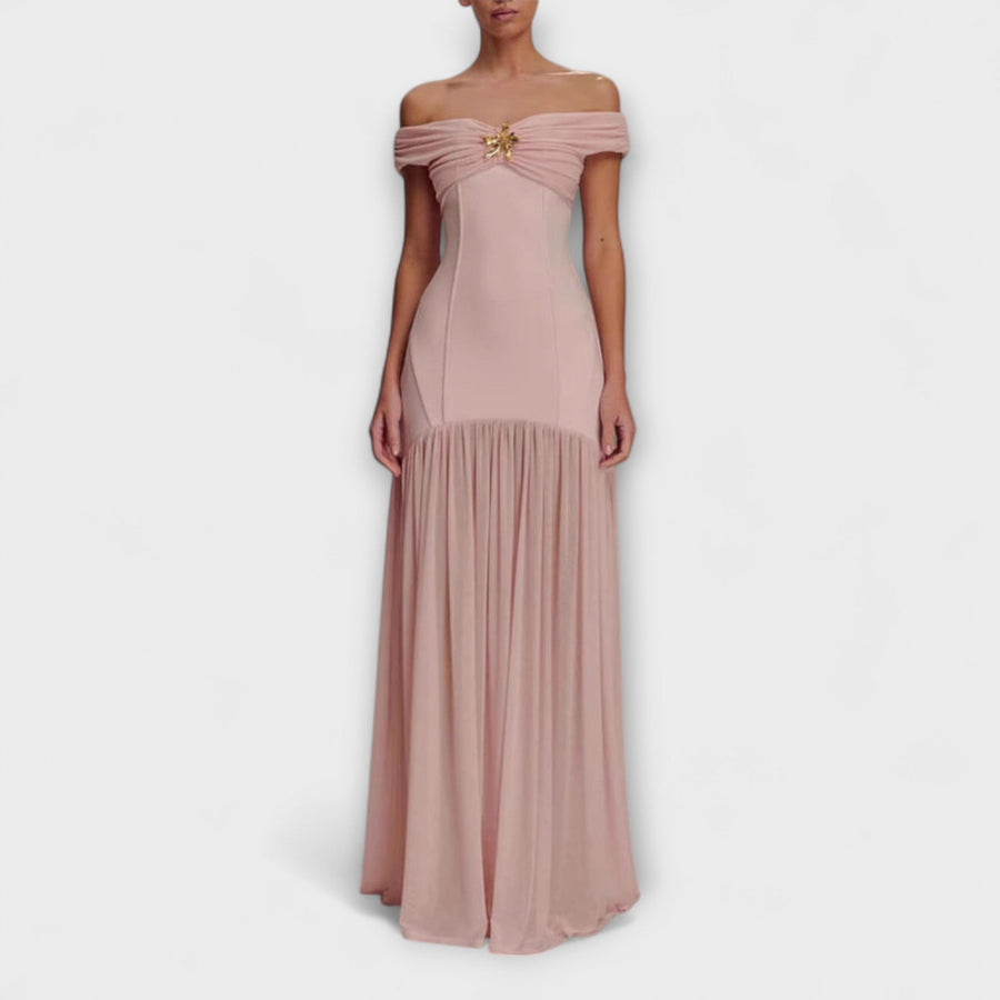 Maelie - Elegantes trägerloses Bodycon-Maxikleid mit floralen Akzenten