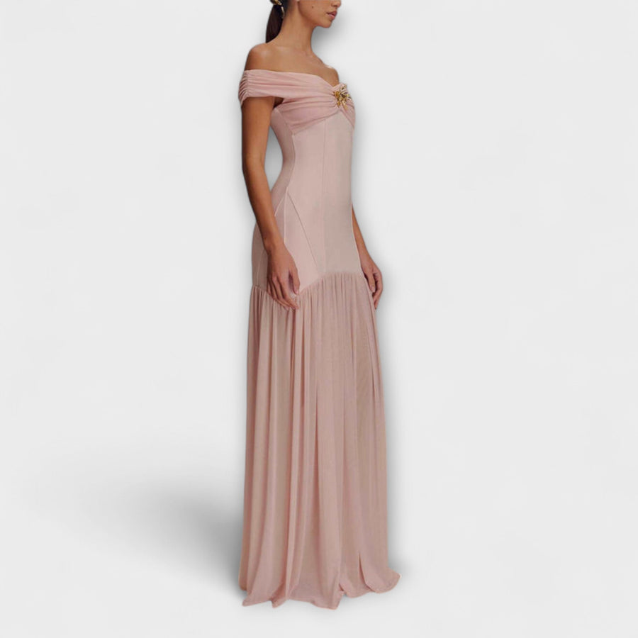 Maelie - Elegantes trägerloses Bodycon-Maxikleid mit floralen Akzenten
