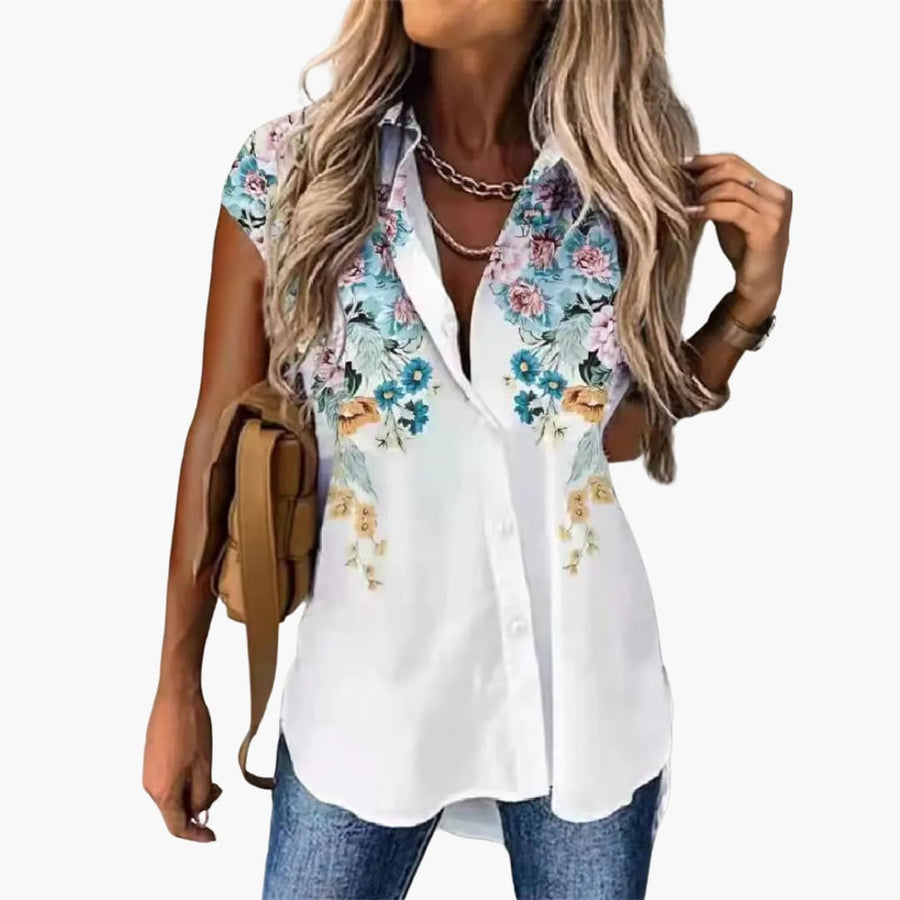 Sommer Top für Damen mit - Schmetterlingsdruck Leicht