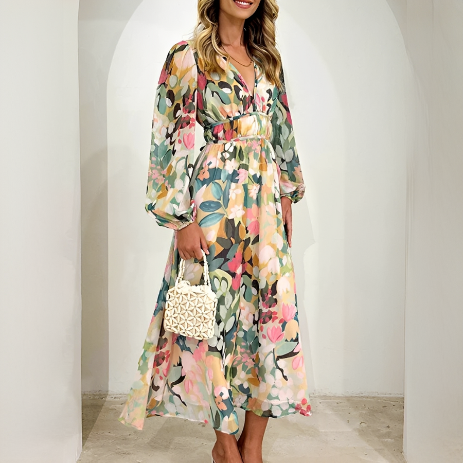 Kiara - Schickes und Fließendes Langarmkleid