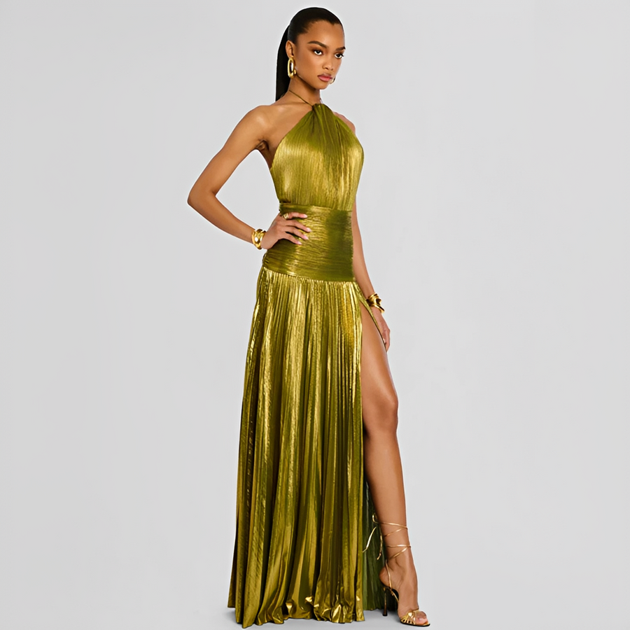 Naira - Stilvolles Kleid mit Falten und Schlitz
