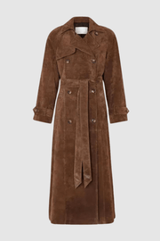 Galatea Trenchcoat – Langer Damen Trenchcoat aus Veganem Wildleder