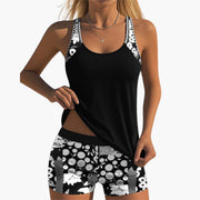 Damen Tankini-Badeanzug-Set mit Blumendruck und Racerback-Ausschnitt