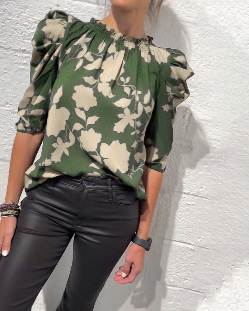 Nina | Modische Damen Bluse modern mit Rüschen & Puffärmel