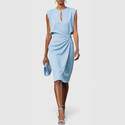 Karla | Damen Ärmellos Gerafftes Midi Kleid