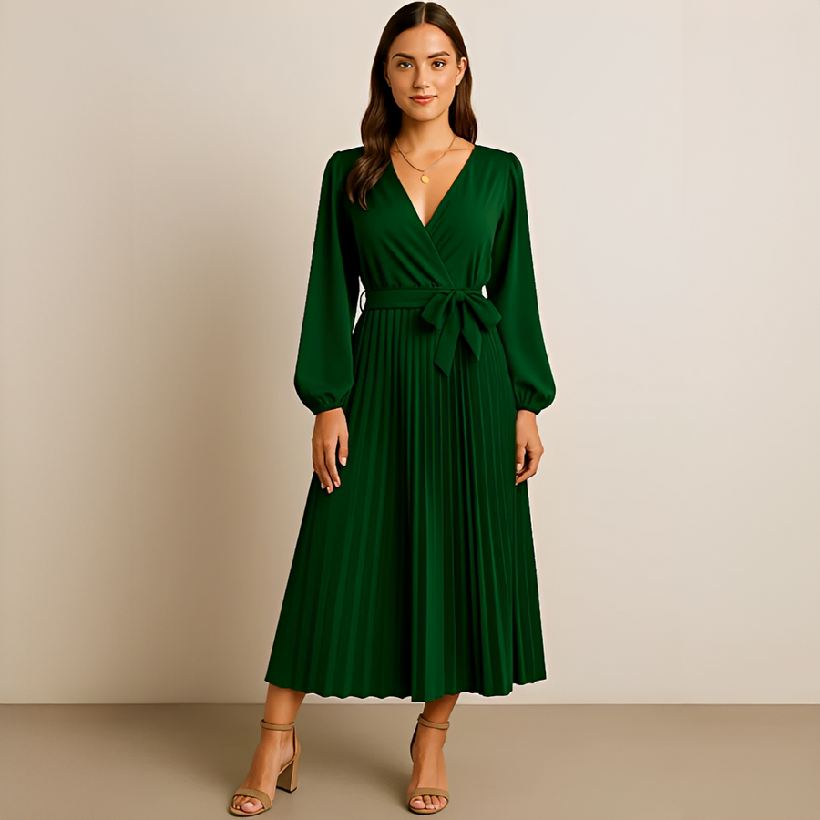 Naomi - Elegantes Kleid mit V-Ausschnitt und Raffungen