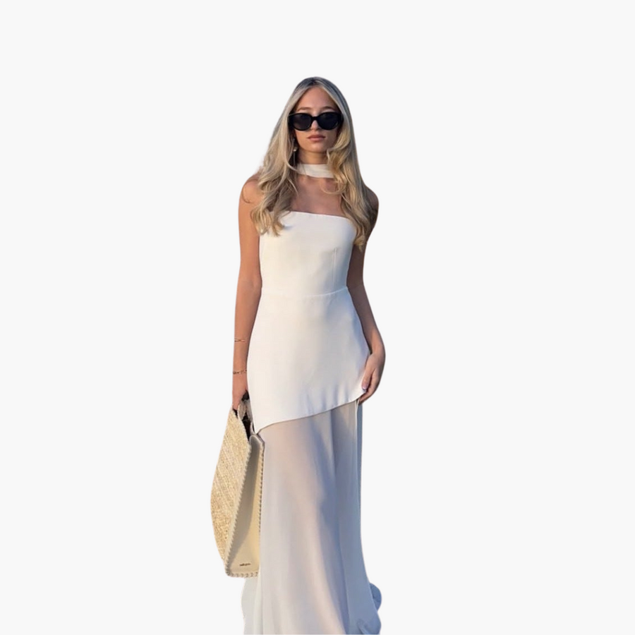 Schulterfreies Abendkleid für Damen - Maxi mit hohem Schlitz
