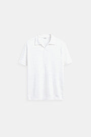 Weißes Strick-Poloshirt mit Strukturmuster