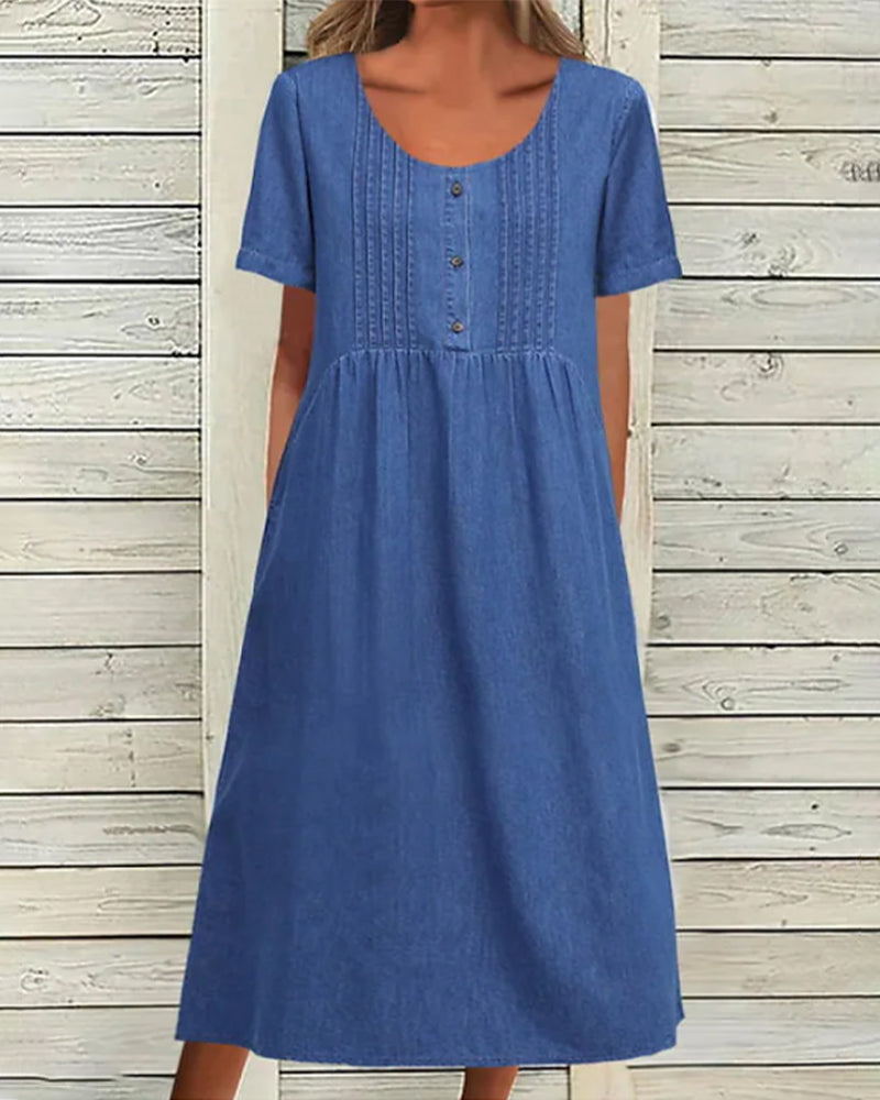 Ava - blaues jeans-midikleid