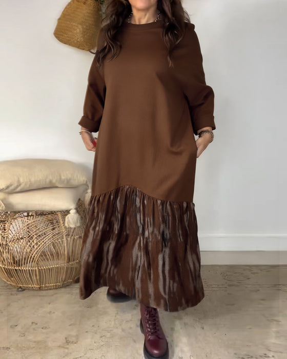 Dragica – Kleid Mit Rundhalsausschnitt Und Unregelmäßigem Patchwork Drucken