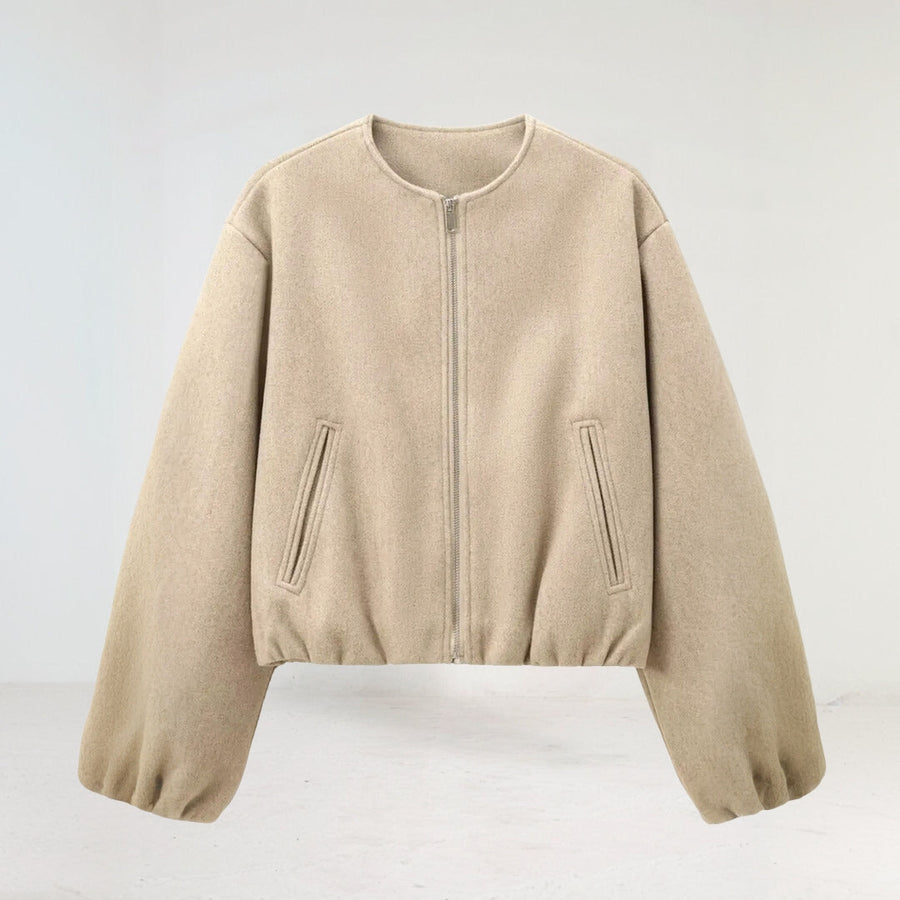 Cropped Damen Übergangsjacke – mit Ballonärmeln & modernem Schnitt