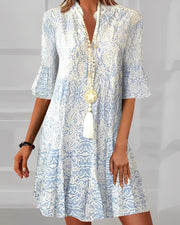 Krema - Boho A-Linien Kleid Damen | Ärmel im Bohemian-Stil mit ausgestelltem Kleid
