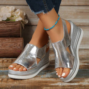 Stefanie | Damen Metallische Plattform Komfort Sandalen